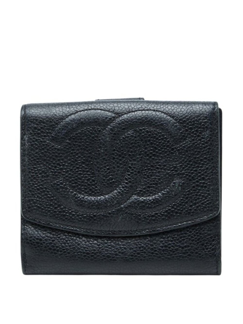 Chanel CC Logo Bifold Wallet Black Caviar Leather